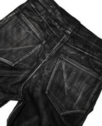 Flared Wide Leg Waxed Denim