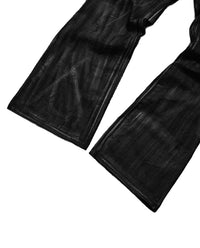 Flared Wide Leg Waxed Denim