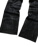 Flared Wide Leg Waxed Denim