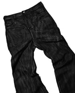 Flared Wide Leg Waxed Denim