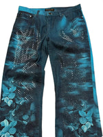 F/W 2000 Roberto Cavalli Blue Floral Spectrum Jeans